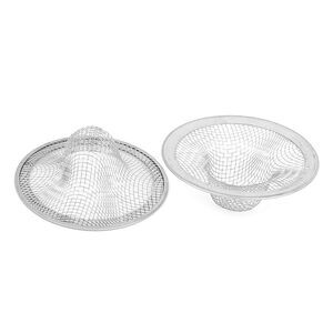 Mesh Hole Kitchen Bathroom Basin Sink Drain Strainer 2Pcs Silver Tone